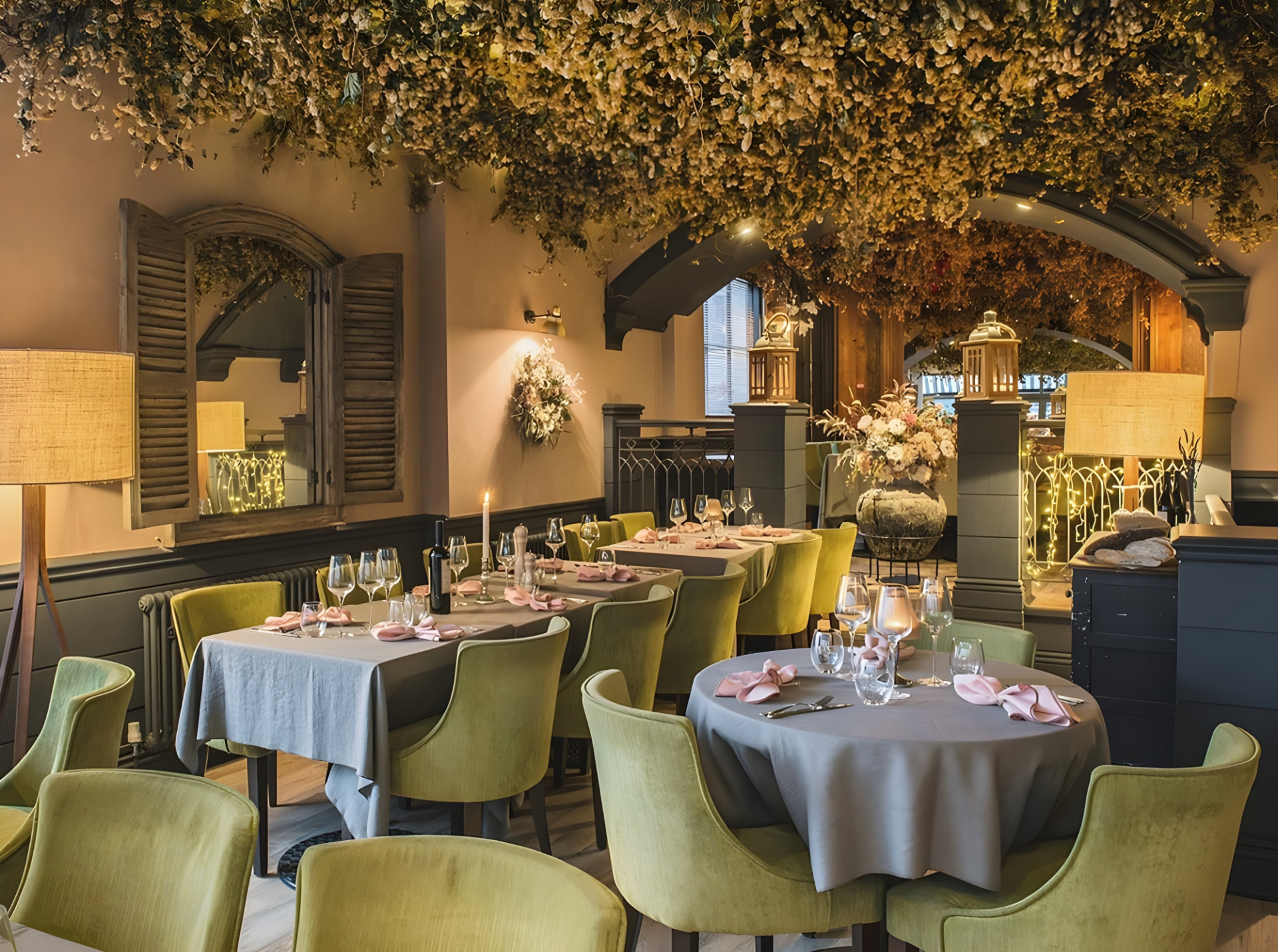 The warmly lit dining room at SIX Brighton & Hove